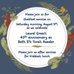 Laurel Gress's 40th Anniversary at Torah Reader